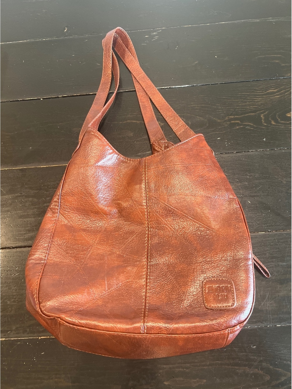 Jing Pin Piju Brown Faux Leather Shoulder Bag